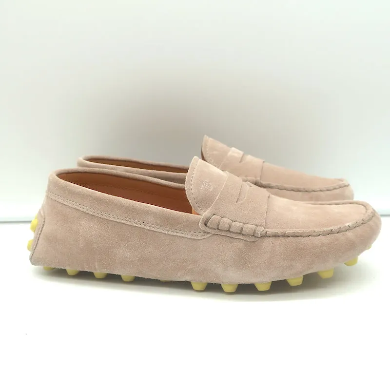 Tod's Gommino Bubble Penny Loafers Beige Suede Size 38 Flat Driving Shoes
