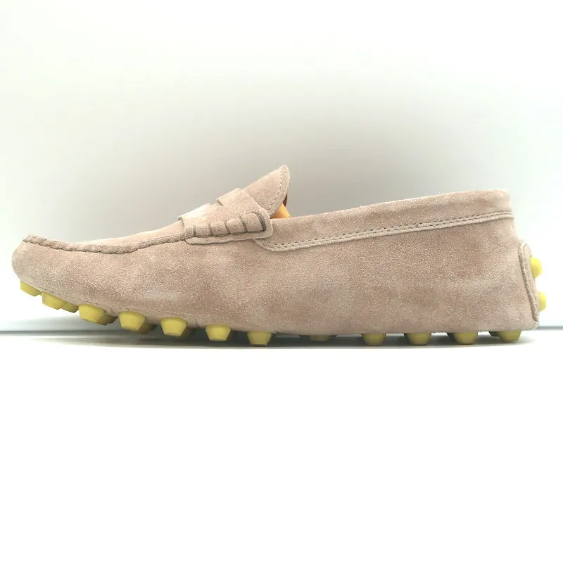 Tod's Gommino Bubble Penny Loafers Beige Suede Size 38 Flat Driving Shoes