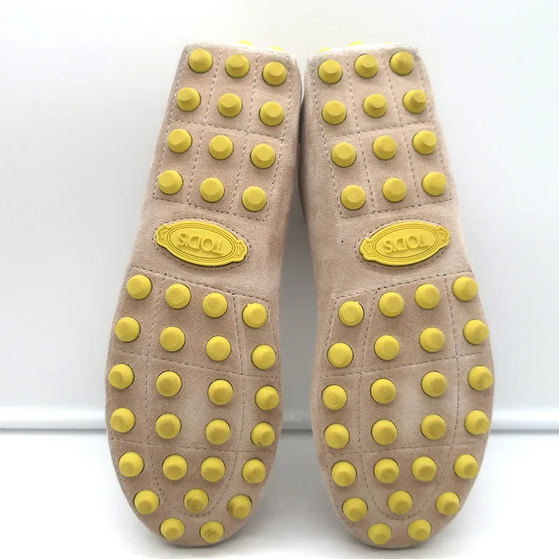Tod's Gommino Bubble Penny Loafers Beige Suede Size 38 Flat Driving Shoes