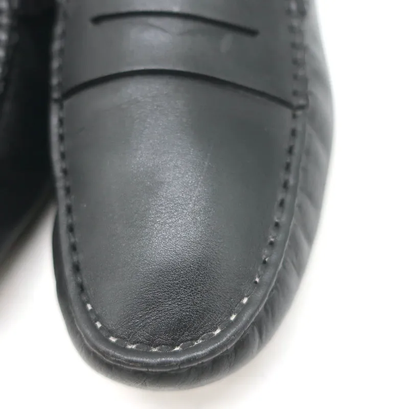 Tod's Gommino Driving Shoes Black Leather Size 39 Flat Penny Loafers