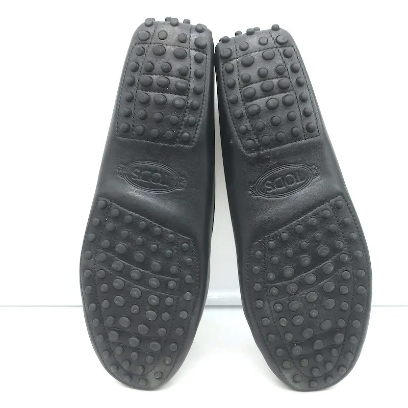 Tod's Gommino Driving Shoes Black Leather Size 39 Flat Penny Loafers