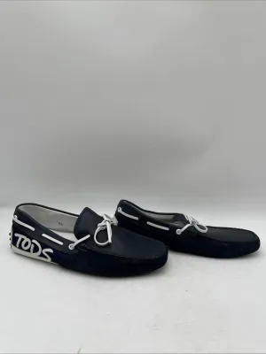 TOD’S Navy/White Leather Round Toe Slip On Driving Loafers, Mens Size 6.5 - Very Good