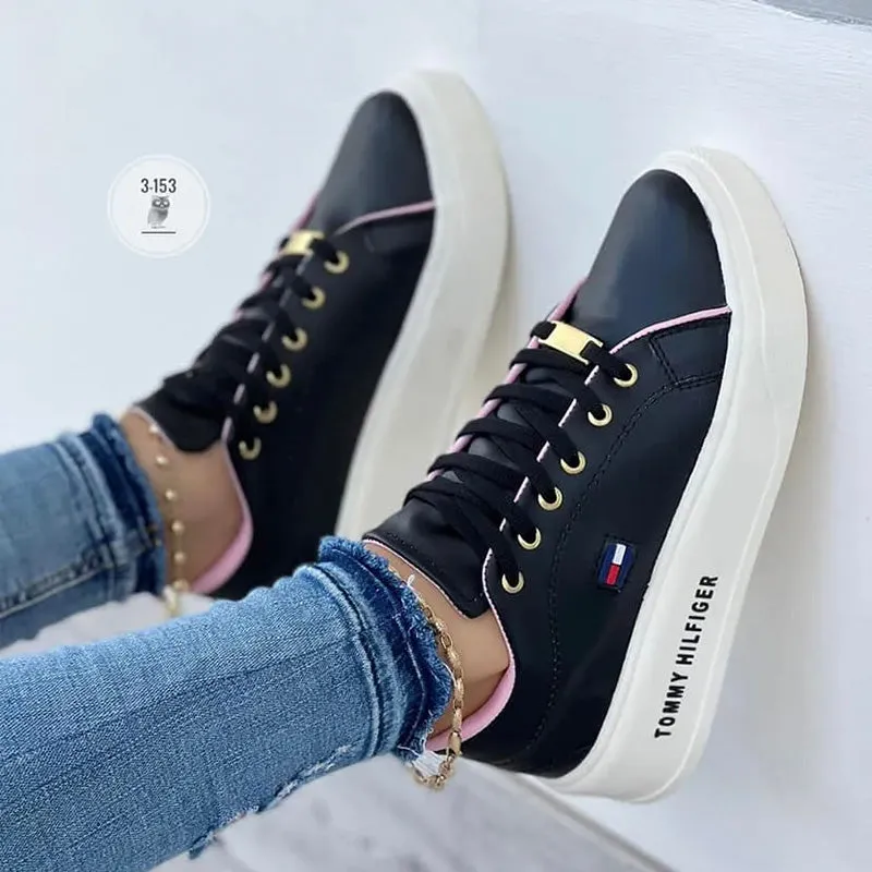 TOMMY HILFIGER® European and American fashion new women's orthopedic round casual shoes