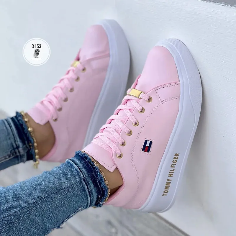 TOMMY HILFIGER® European and American fashion new women's orthopedic round casual shoes
