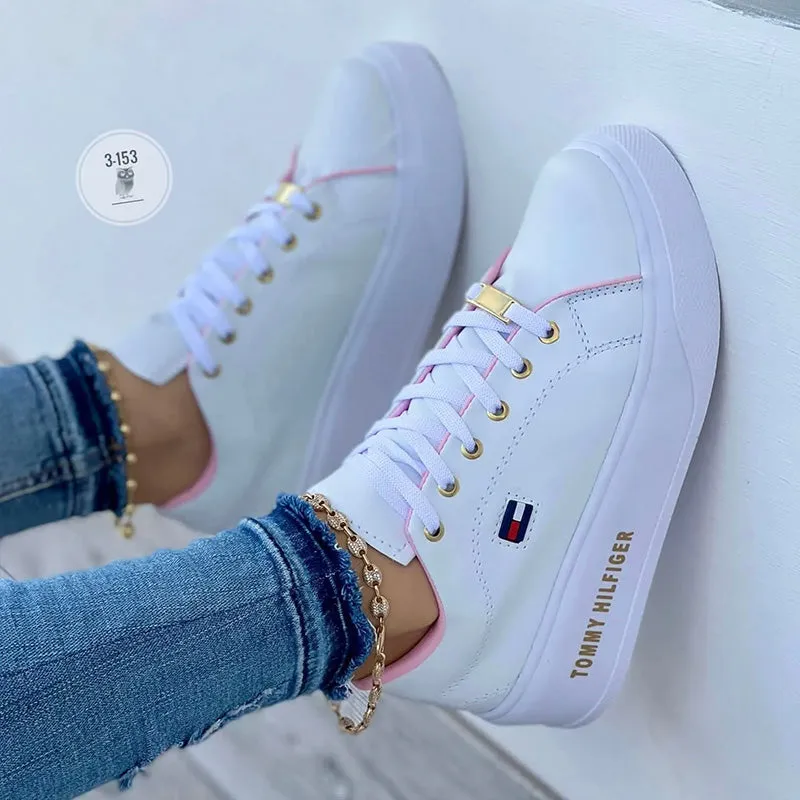 TOMMY HILFIGER® European and American fashion new women's orthopedic round casual shoes