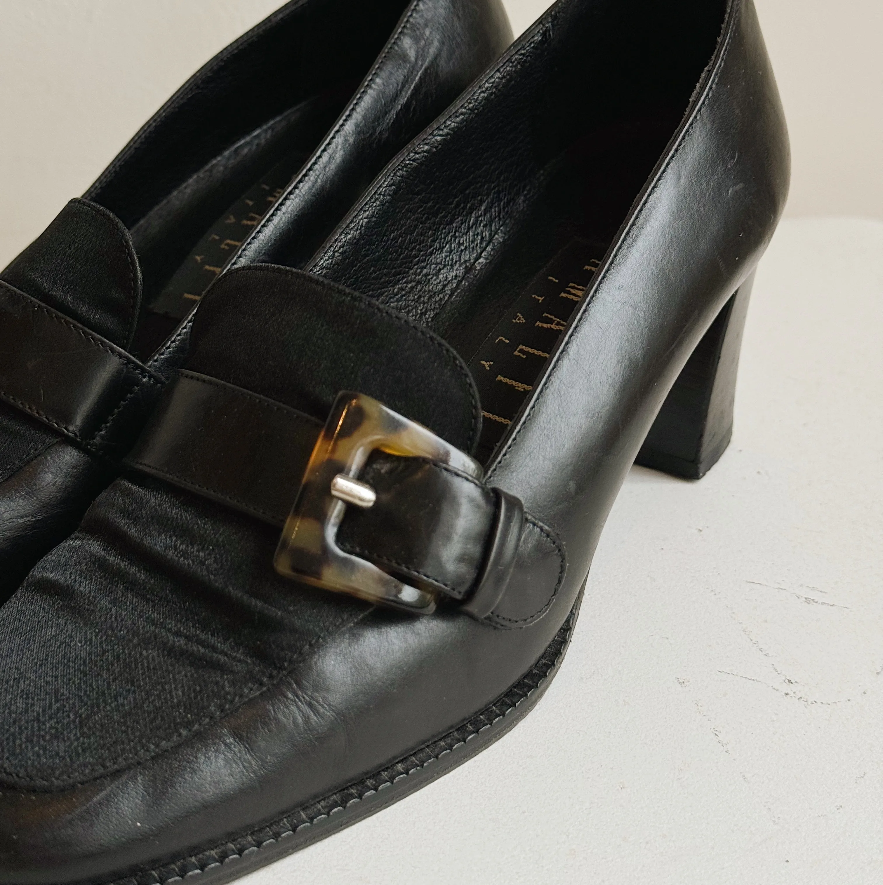 Tortoise Belted Leather Loafers | Size 6
