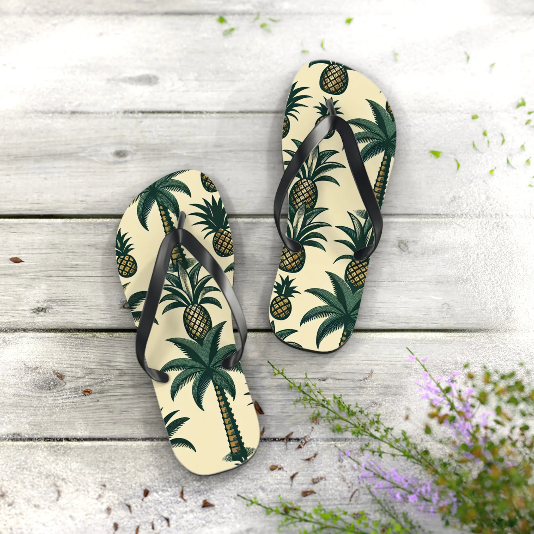 Tropical Pineapple Flip Flops