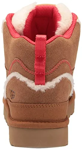 UGG Women's Highland HI Heritage Sneaker, Chestnut/Fiery RED Suede, 9