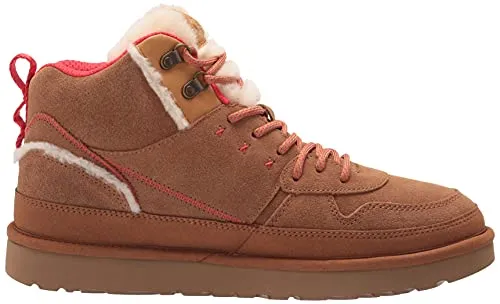 UGG Women's Highland HI Heritage Sneaker, Chestnut/Fiery RED Suede, 9