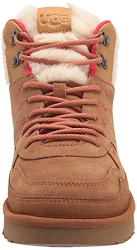 UGG Women's Highland HI Heritage Sneaker, Chestnut/Fiery RED Suede, 9
