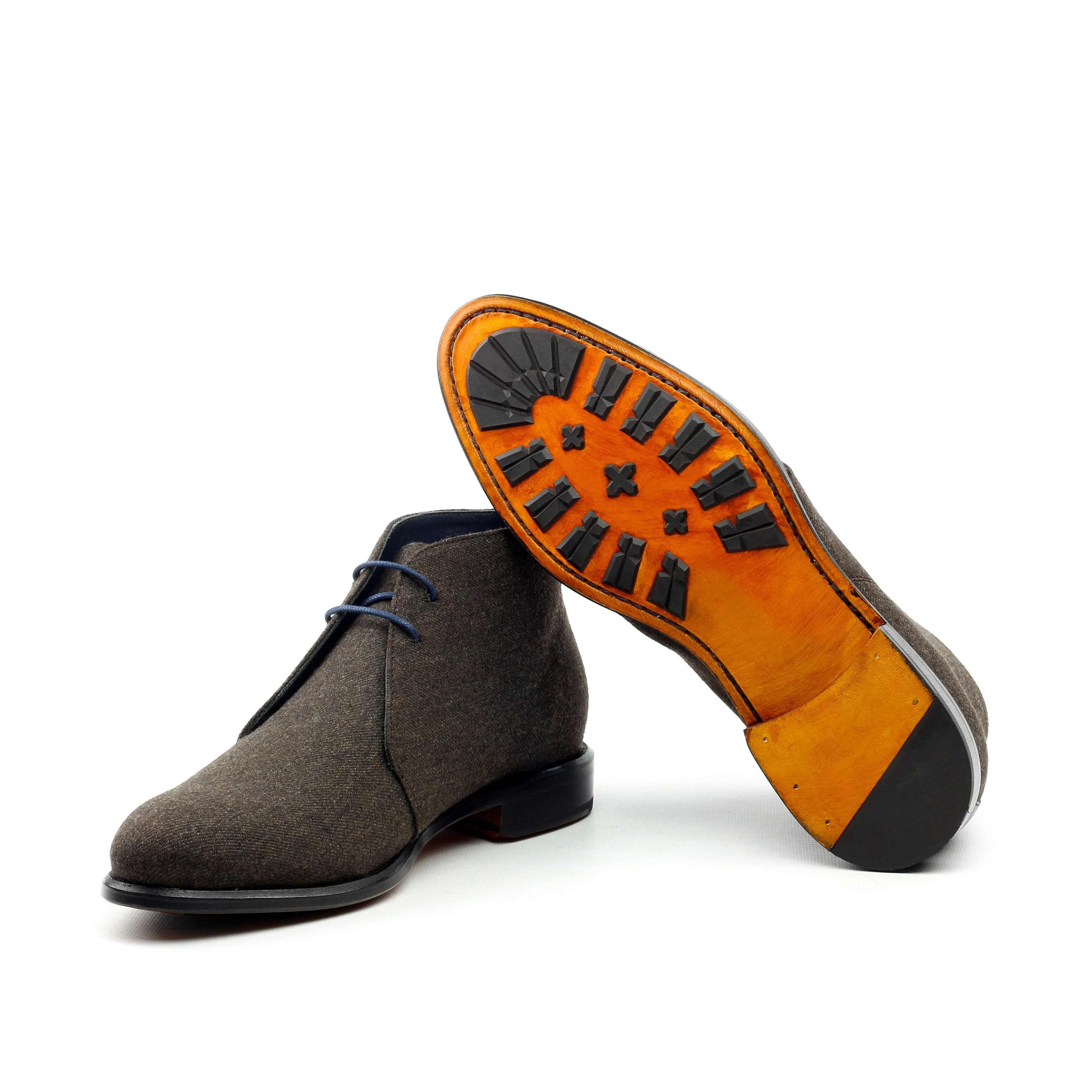 Unique Handcrafted Flannel Brown Chukka Boot