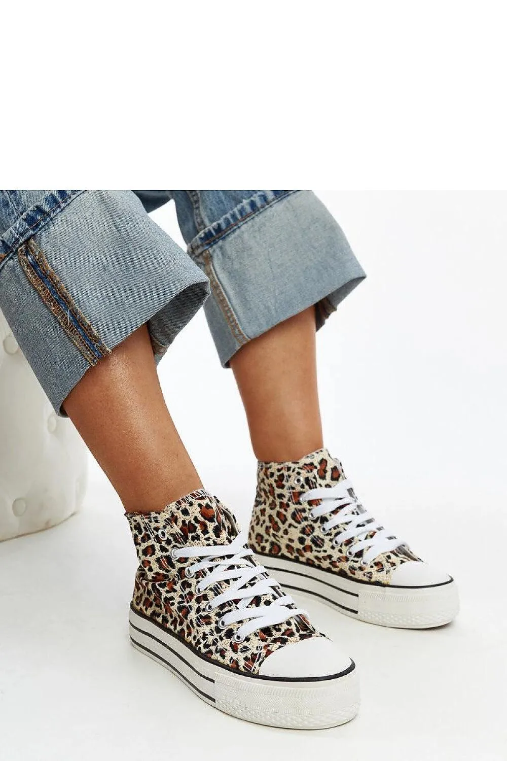 Urban Style Leopard Print High-Top Sneakers with Thick Rubber Sole