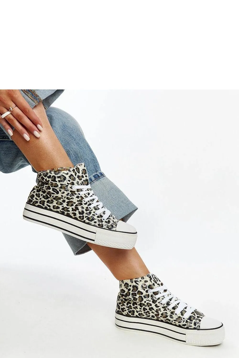 Urban Style Leopard Print High-Top Sneakers with Thick Rubber Sole