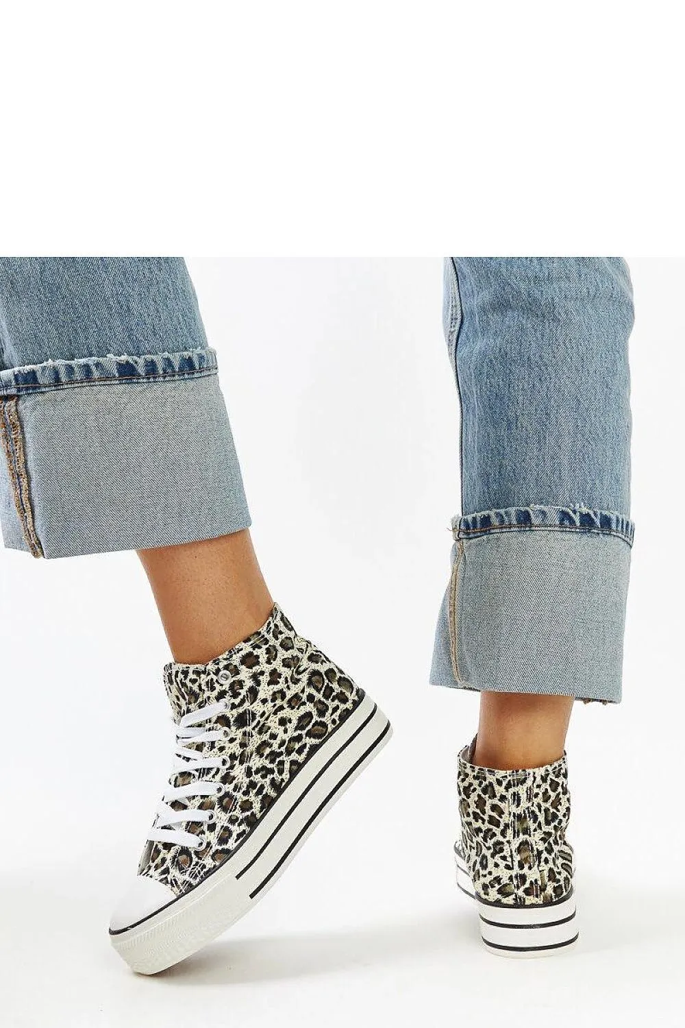 Urban Style Leopard Print High-Top Sneakers with Thick Rubber Sole