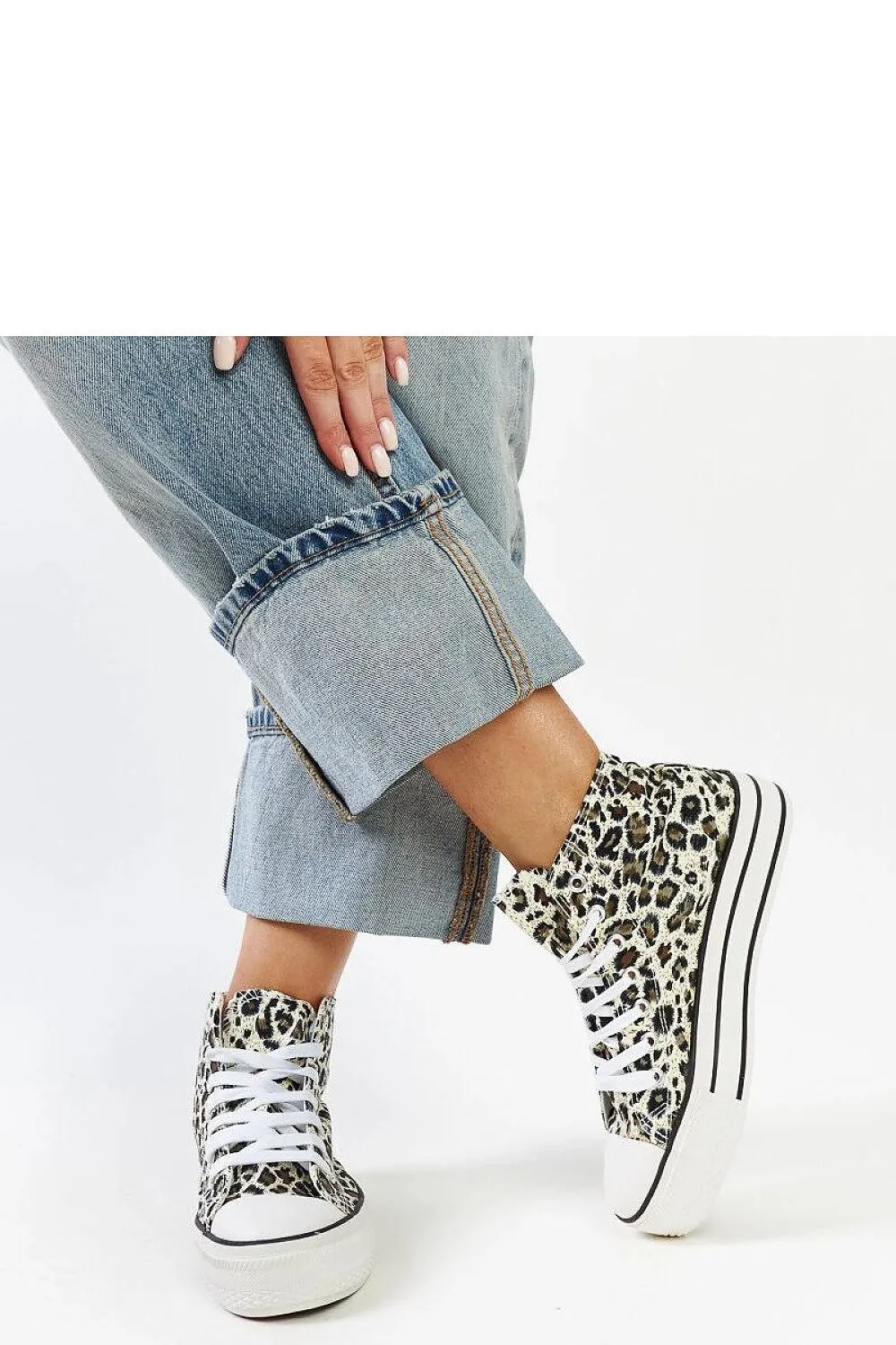Urban Style Leopard Print High-Top Sneakers with Thick Rubber Sole