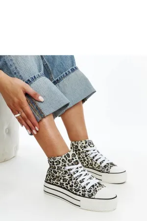 Urban Style Leopard Print High-Top Sneakers with Thick Rubber Sole