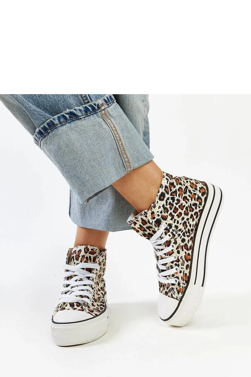 Urban Style Leopard Print High-Top Sneakers with Thick Rubber Sole