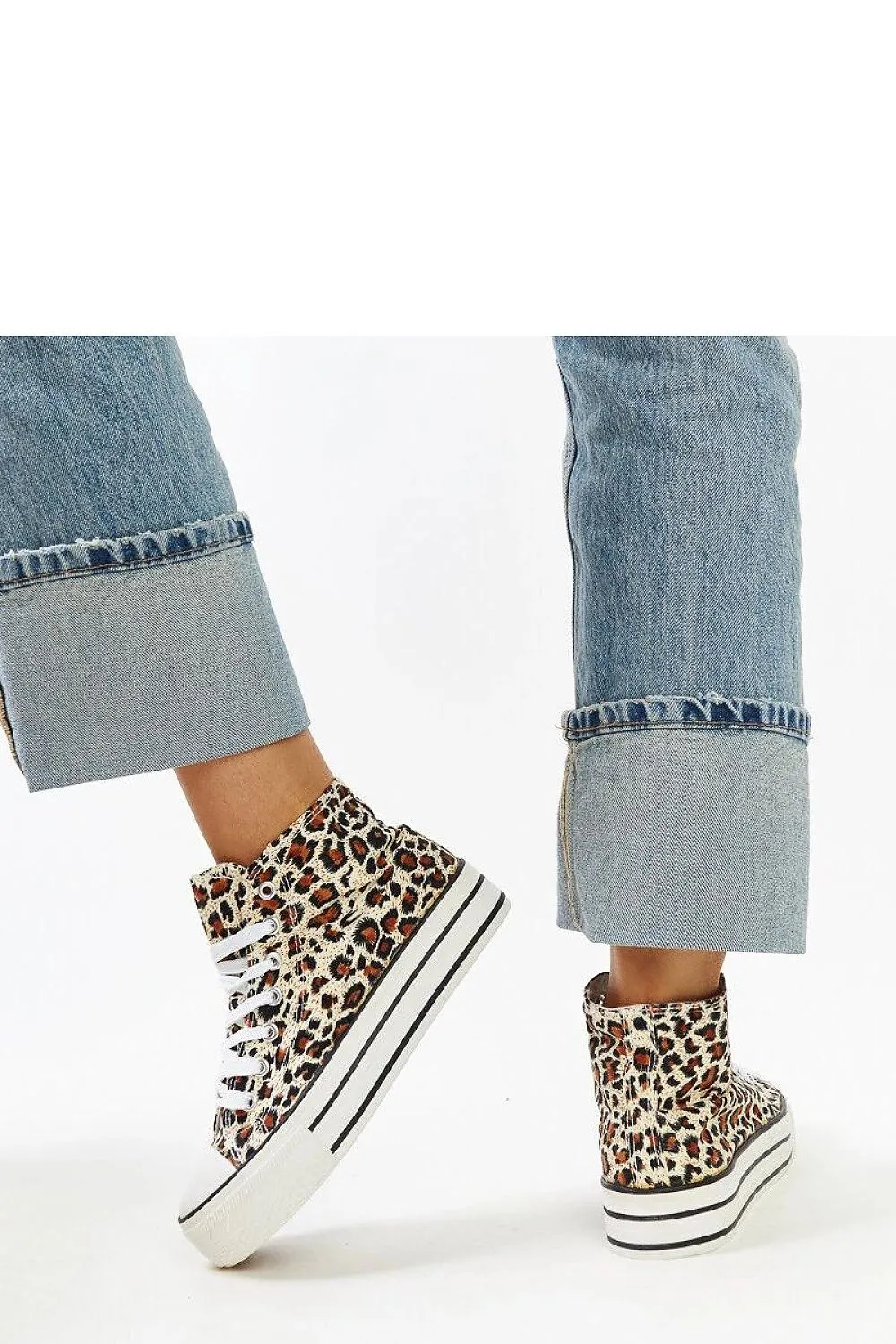 Urban Style Leopard Print High-Top Sneakers with Thick Rubber Sole