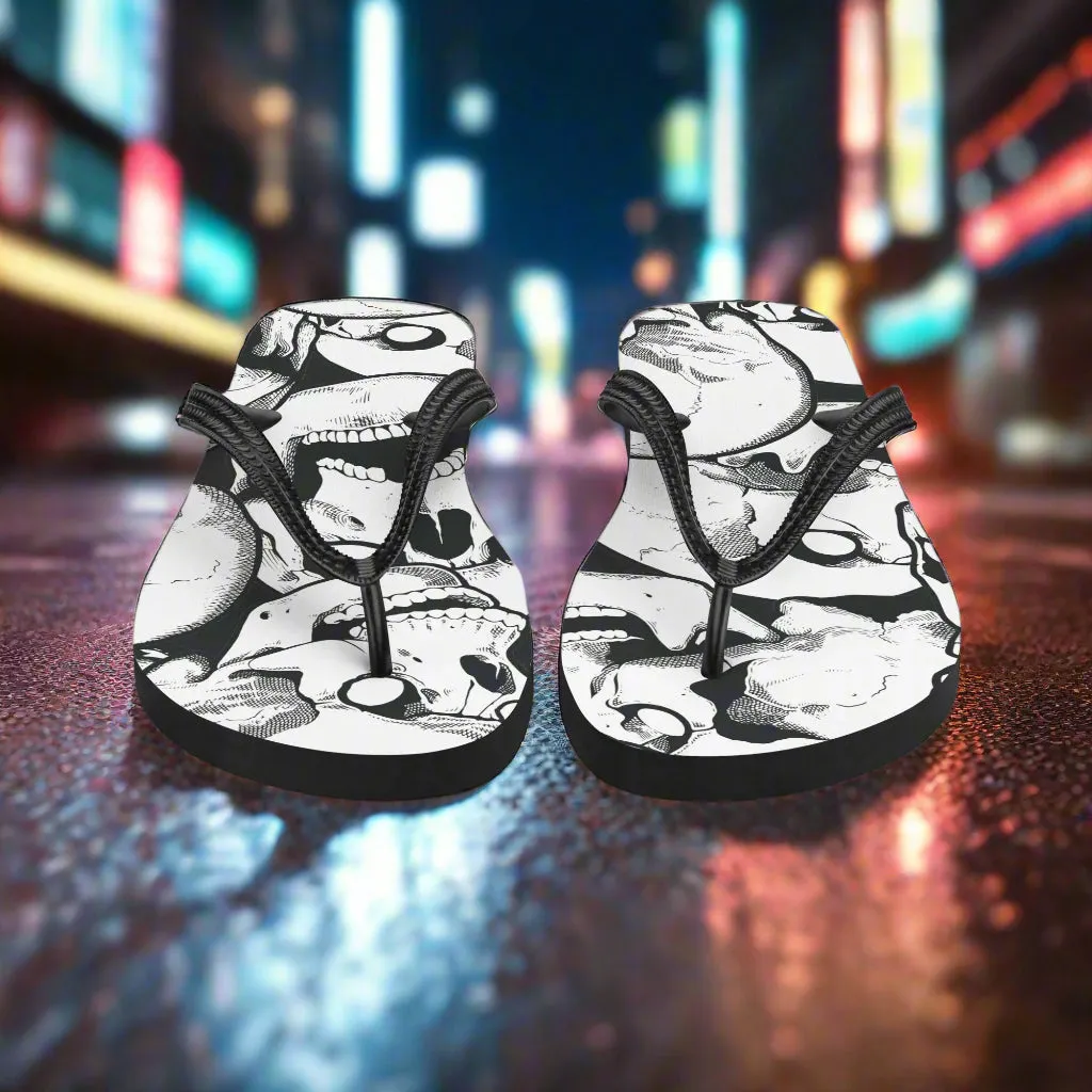 WildSage Skull Print Flip-Flops for Unique Style
