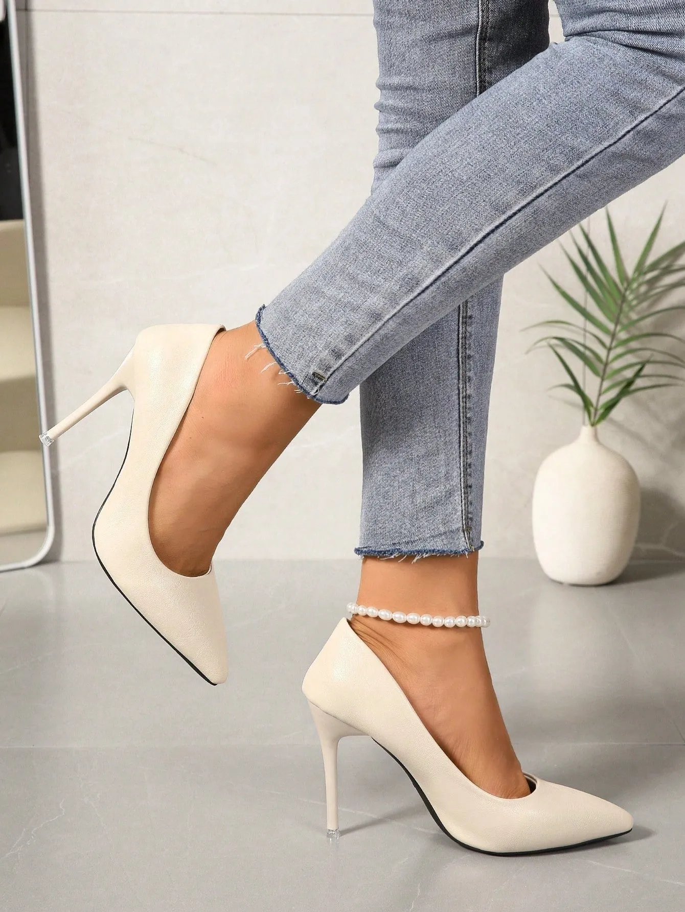 Women Minimalist Point Toe Stiletto Heeled Court Pumps, Elegant Outdoor Pumps