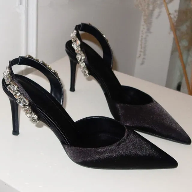 Women Sexy Rhinestone Fairy Sandals with High Heels