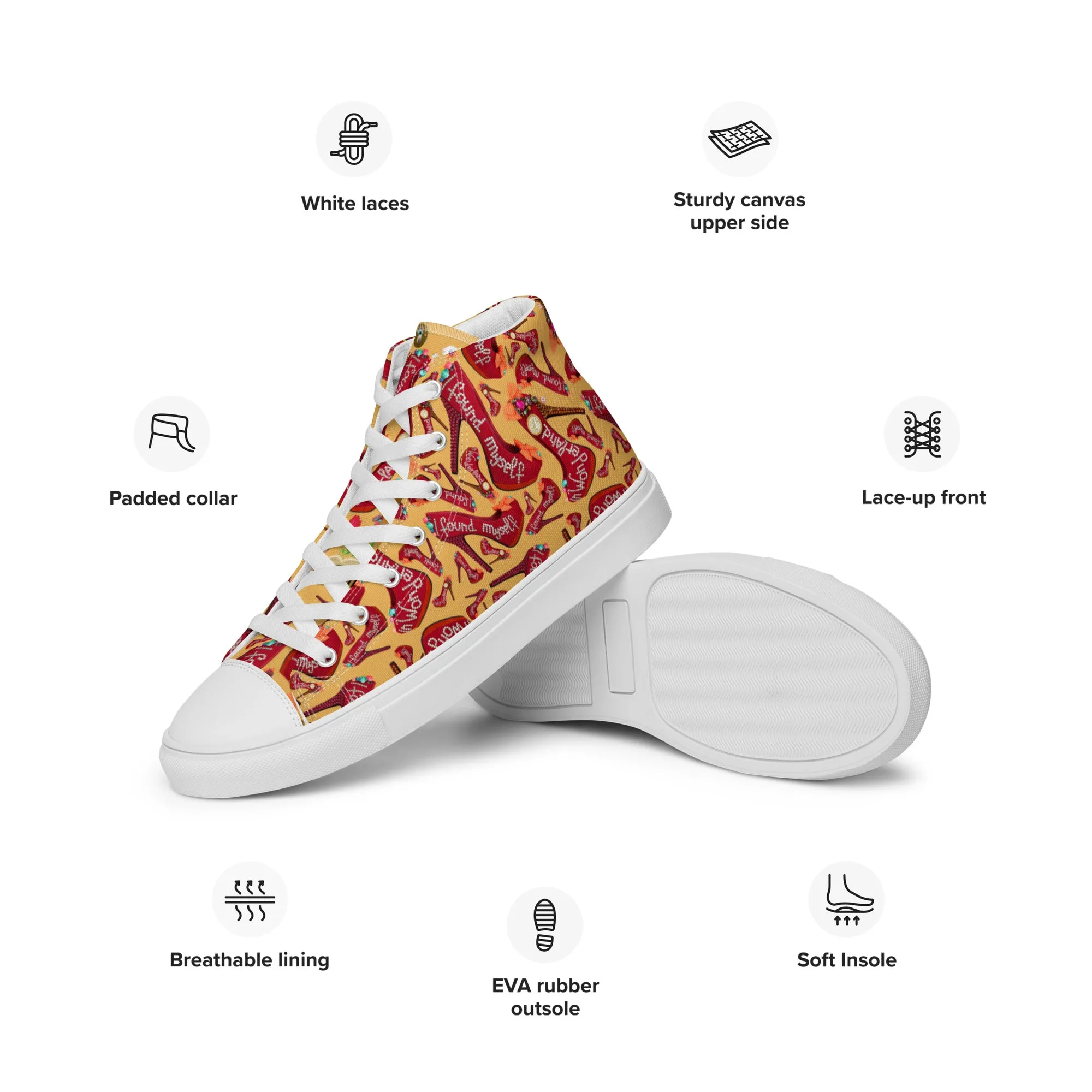 Women’s high top canvas shoes 'Down the rabbit hole'