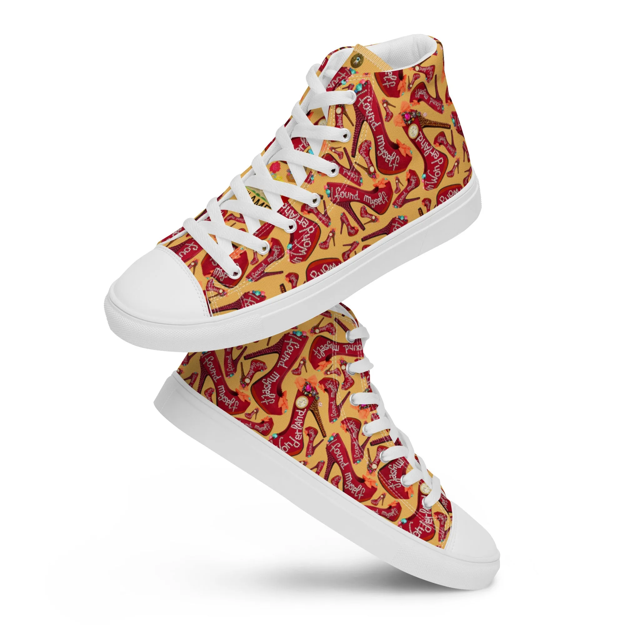 Women’s high top canvas shoes 'Down the rabbit hole'