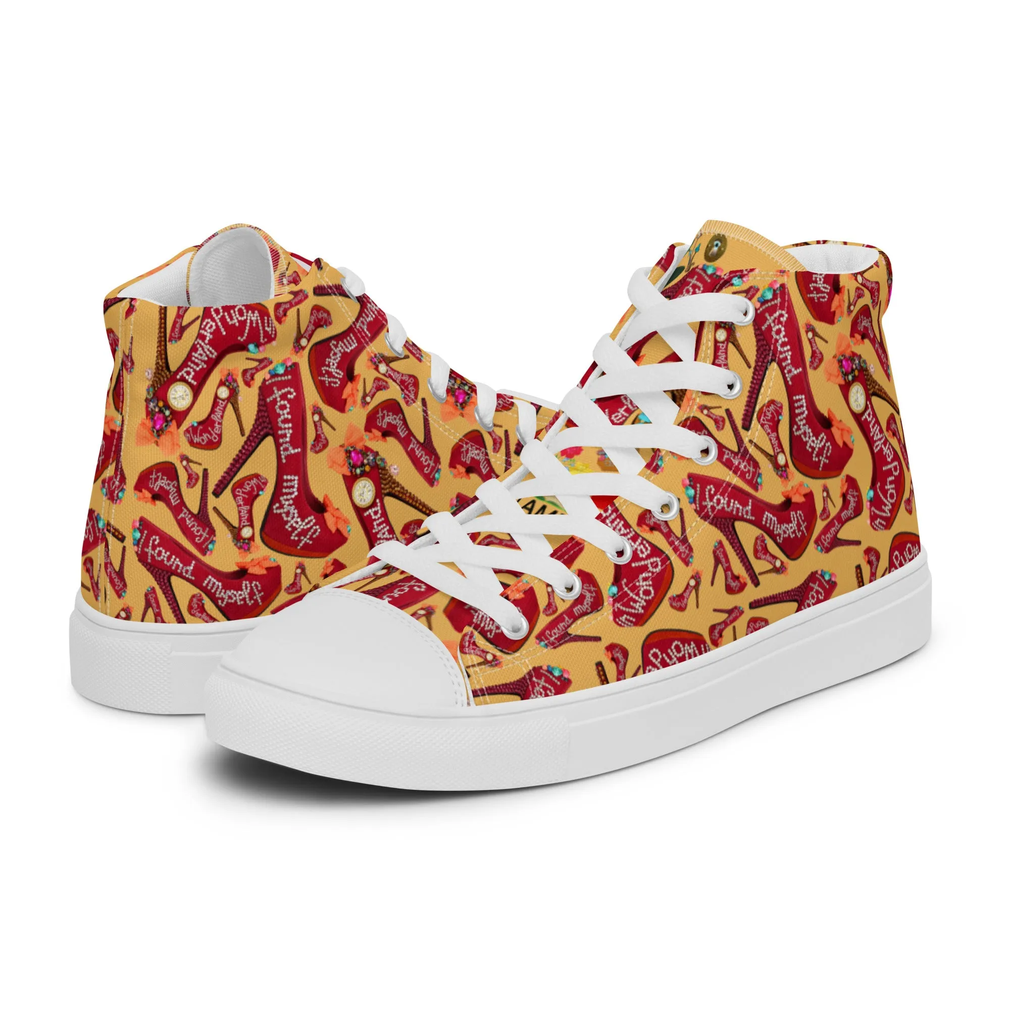 Women’s high top canvas shoes 'Down the rabbit hole'