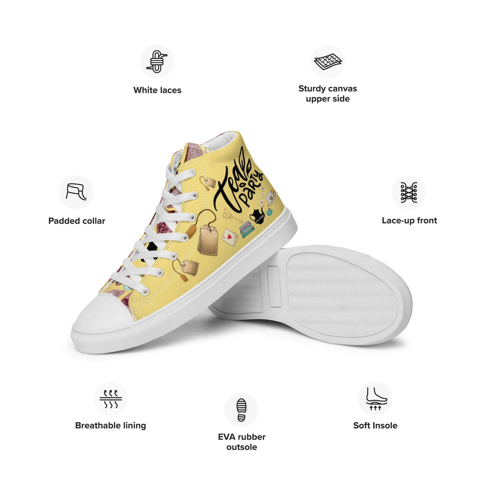 Women’s high top canvas shoes 'Tea Party'