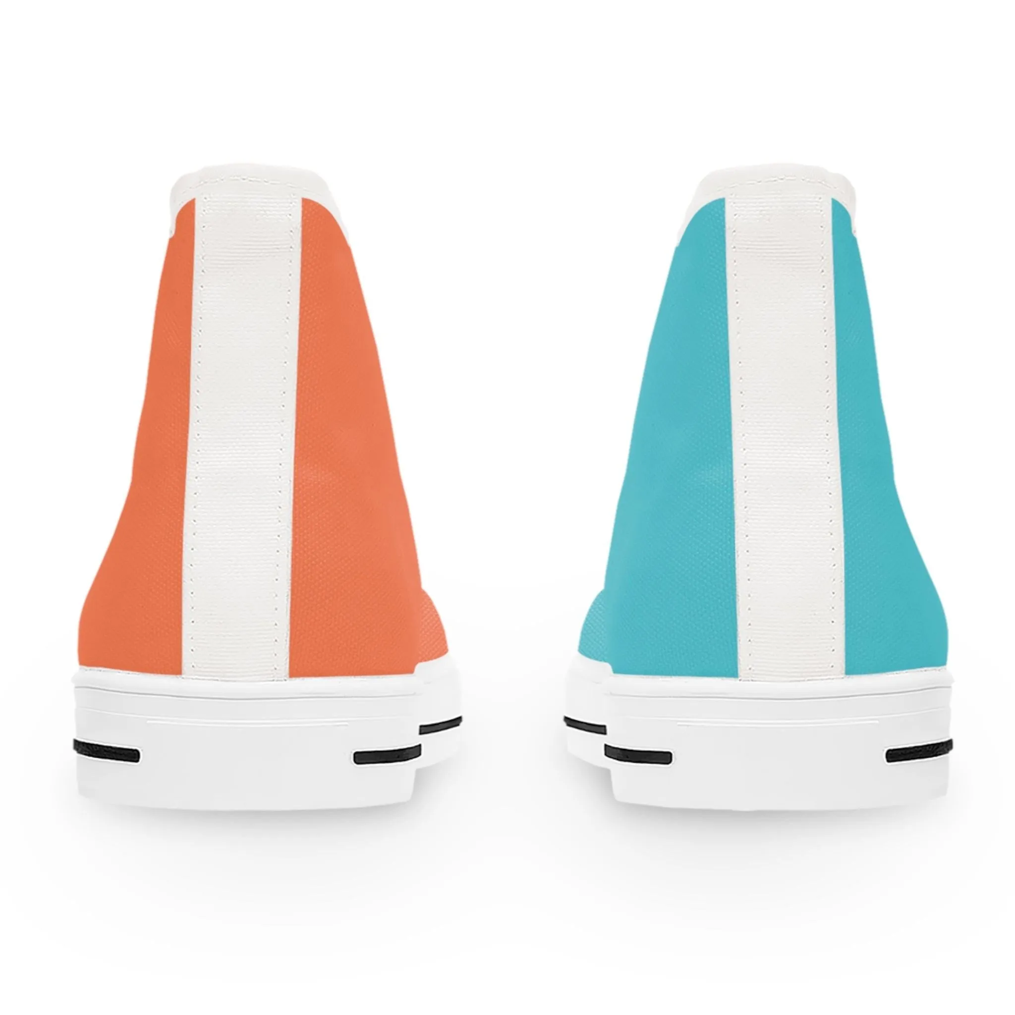 Women's Turquoise & Coral Mismatched High Top Sneakers