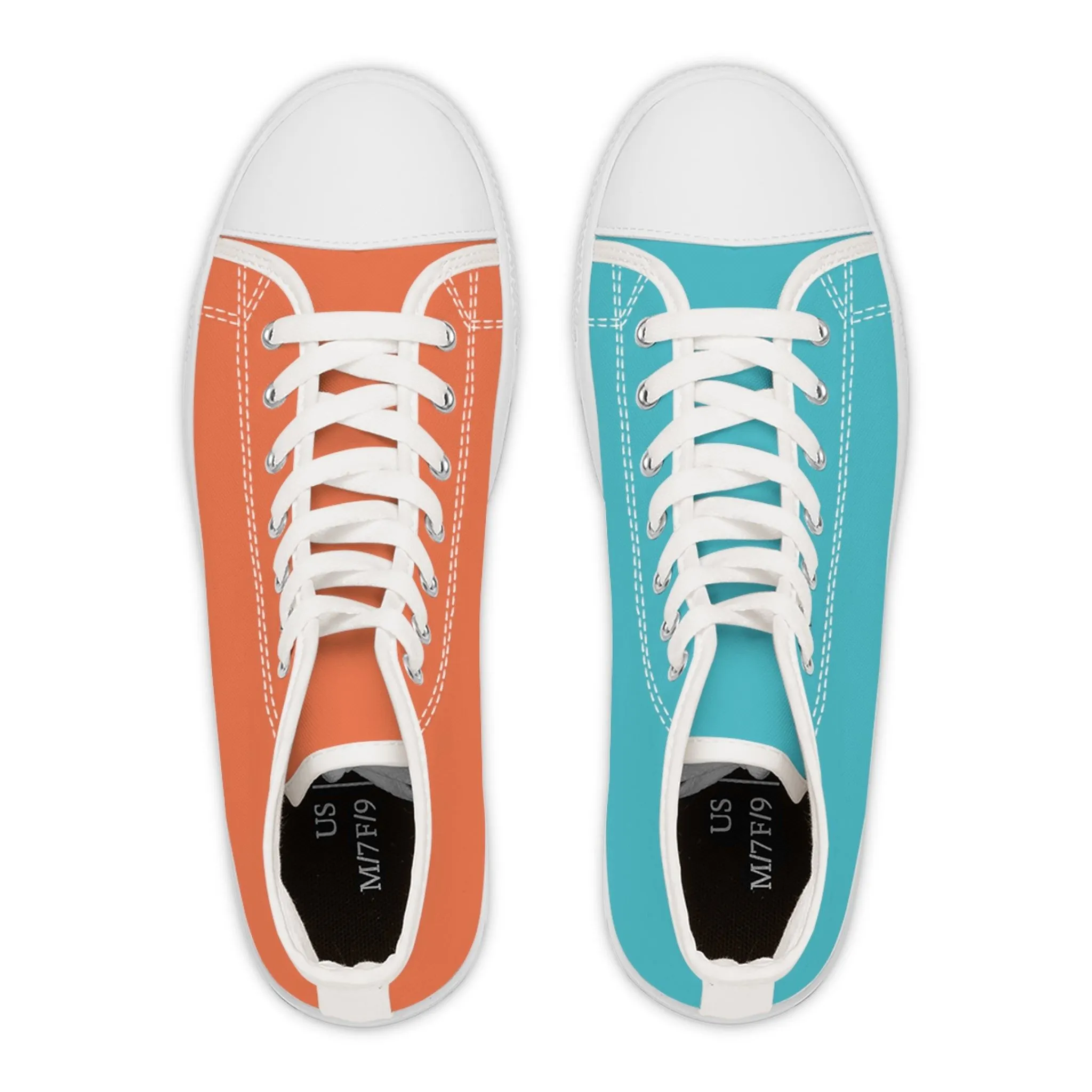 Women's Turquoise & Coral Mismatched High Top Sneakers