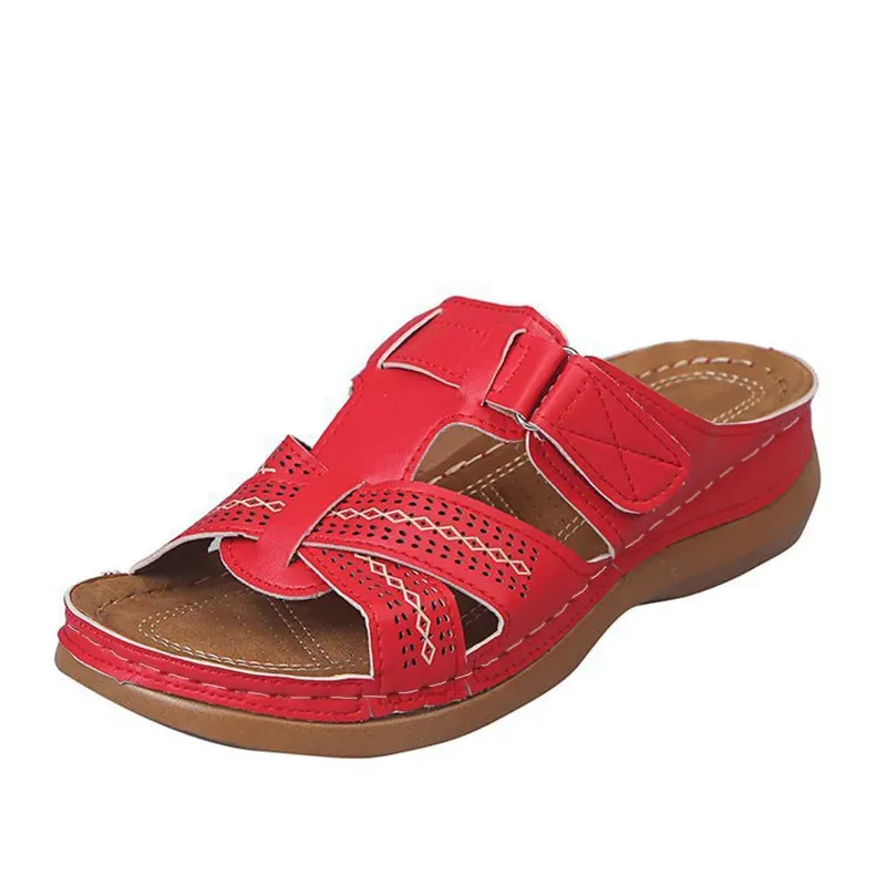 Women's Wedge Sandals Premium Orthopedic Open Toe Sandals Anti-Slip PU Leather Casual Sandals