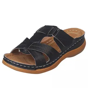 Women's Wedge Sandals Premium Orthopedic Open Toe Sandals Anti-Slip PU Leather Casual Sandals