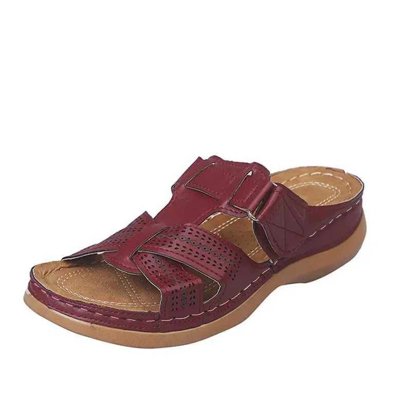 Women's Wedge Sandals Premium Orthopedic Open Toe Sandals Anti-Slip PU Leather Casual Sandals