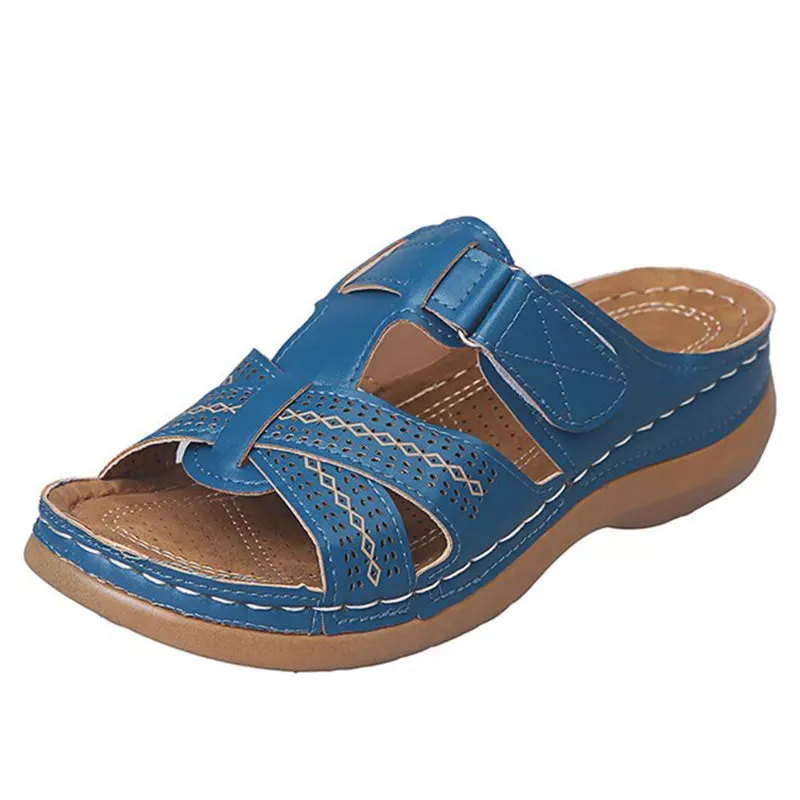 Women's Wedge Sandals Premium Orthopedic Open Toe Sandals Anti-Slip PU Leather Casual Sandals