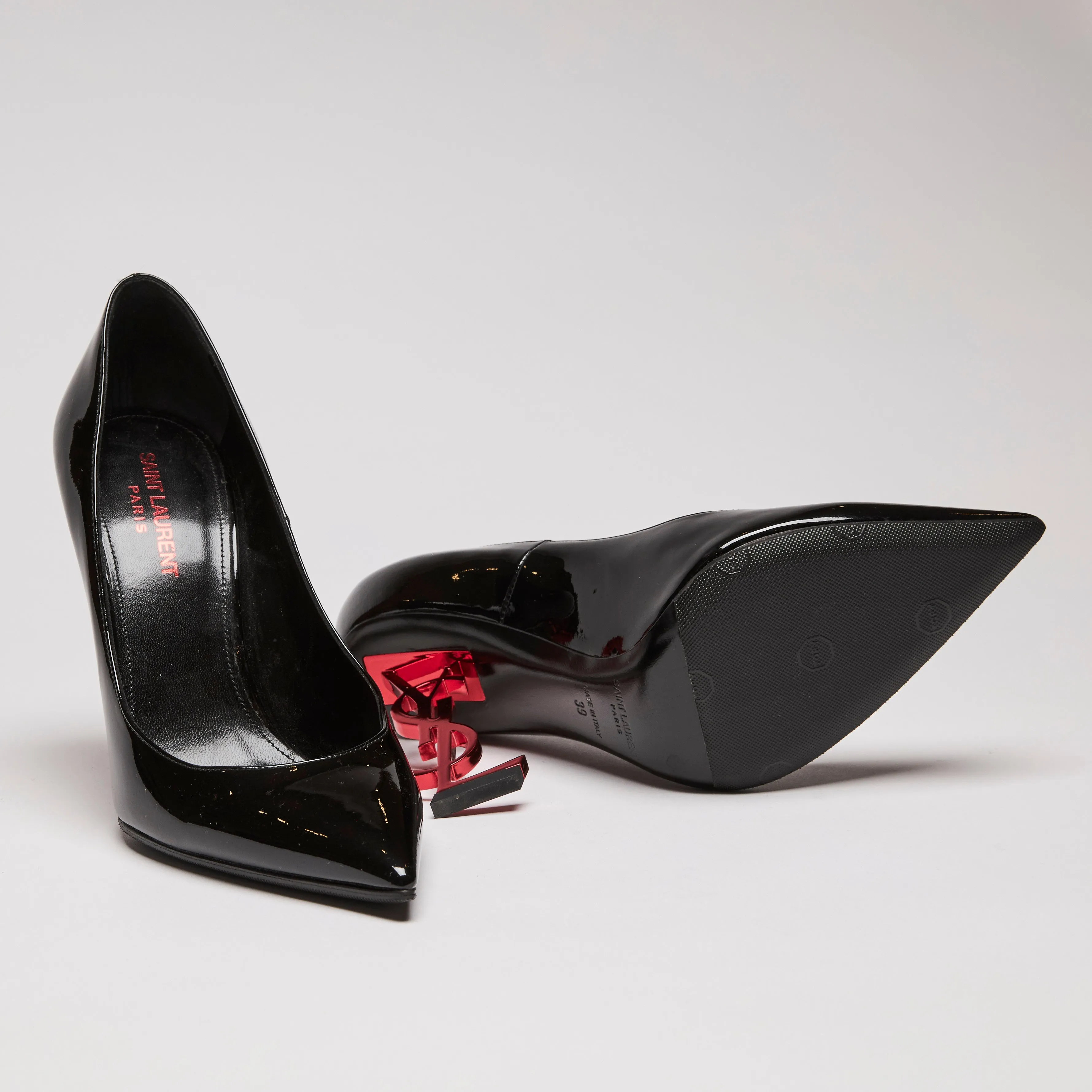 YSL Patent Opyum 100 Pump Heels With Red YSL Heel size 39
