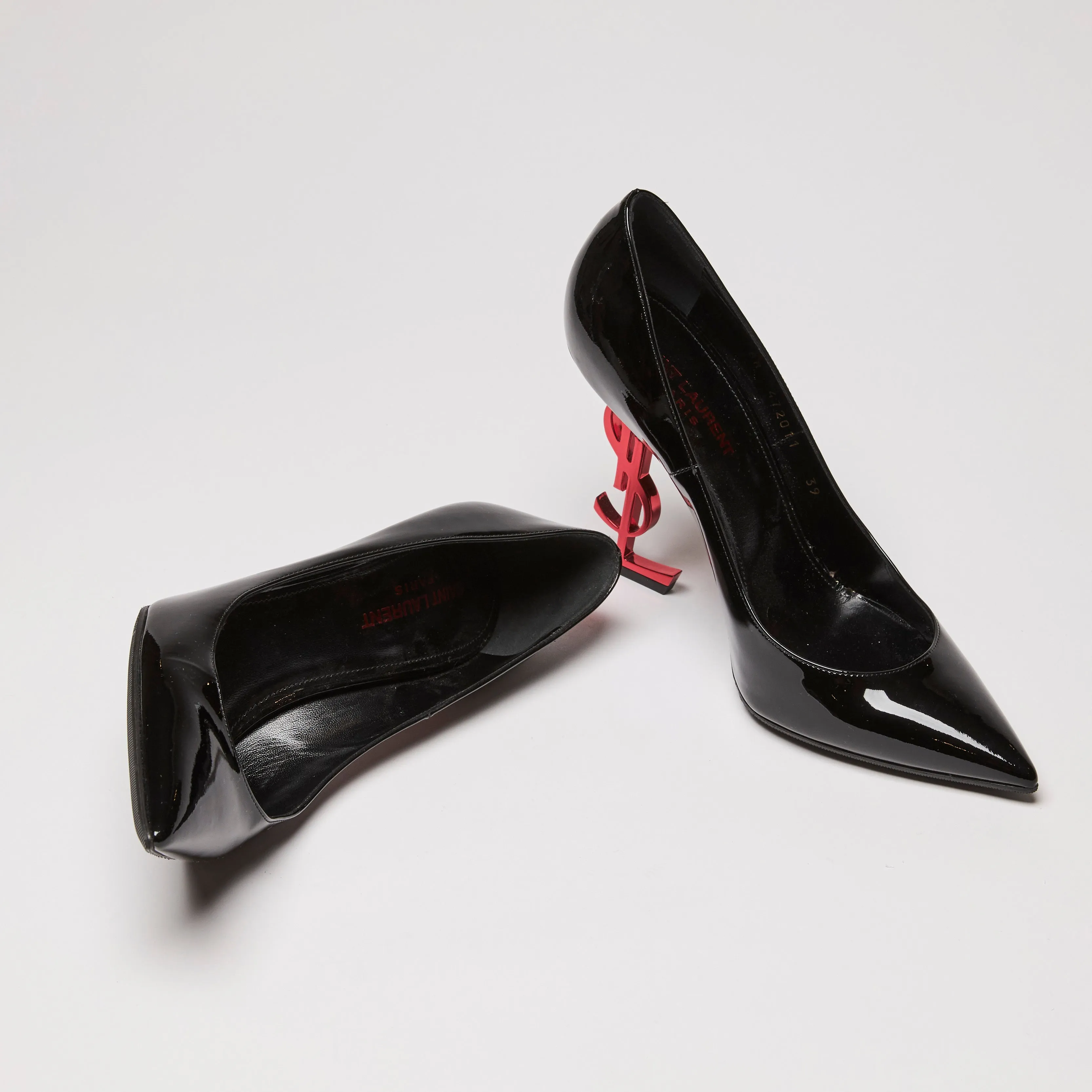 YSL Patent Opyum 100 Pump Heels With Red YSL Heel size 39