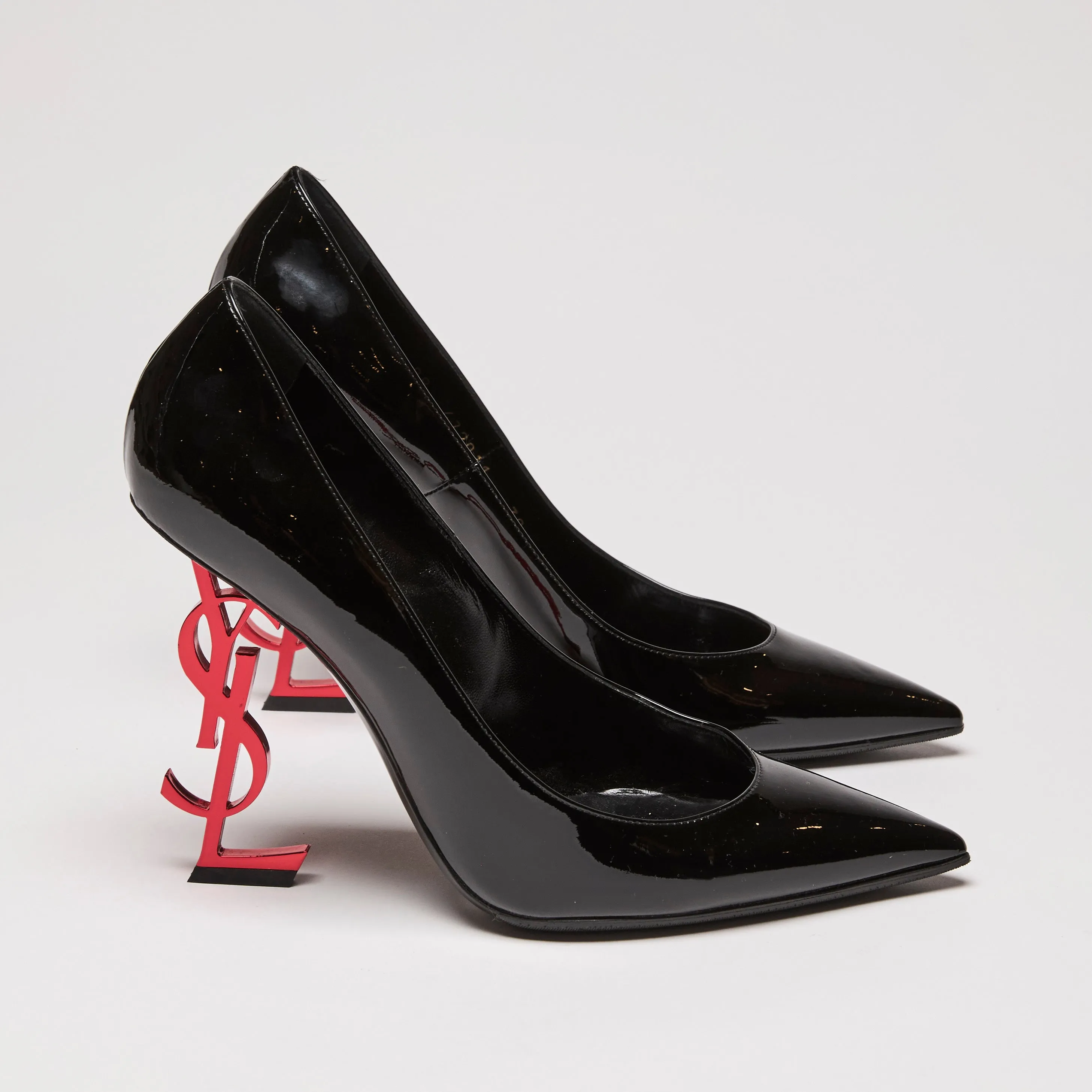 YSL Patent Opyum 100 Pump Heels With Red YSL Heel size 39